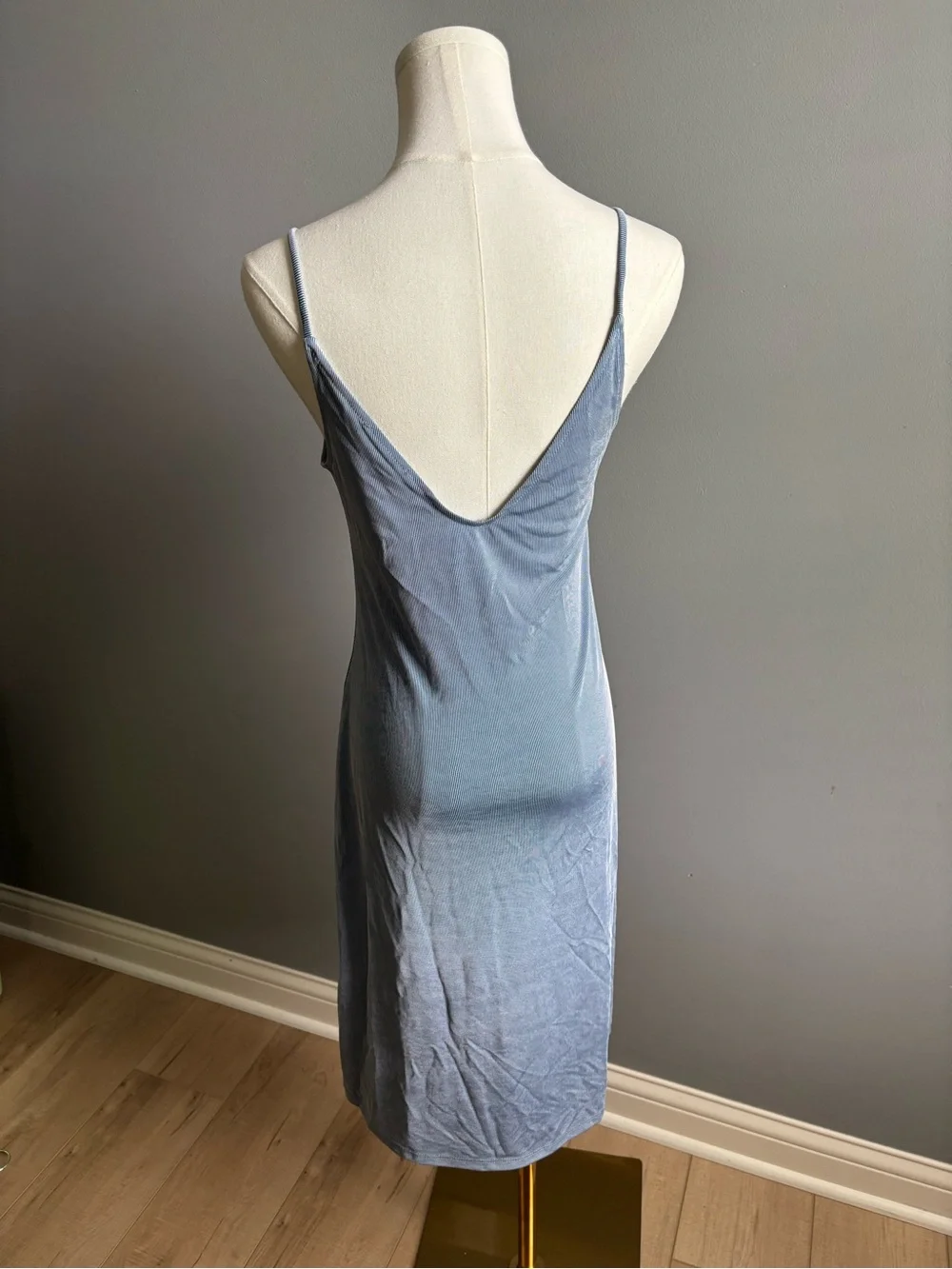 Zara Trafaluc Striped Spaghetti Strap Button Front Midi Dress